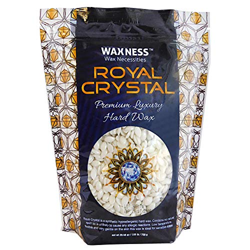Waxness Royal Crystal Hard Wax Beads 1.65 lb (750 g) ? Premium Rosin-Free Stripless Wax with Crystal Formula for Sensitive Areas, Professional Use ? Made in Italy
