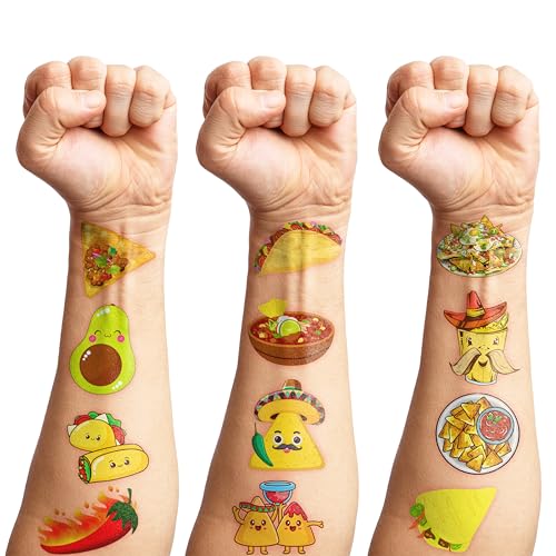 100 PCS Mexico Food Fiesta Temporary Tattoos | Party Favors