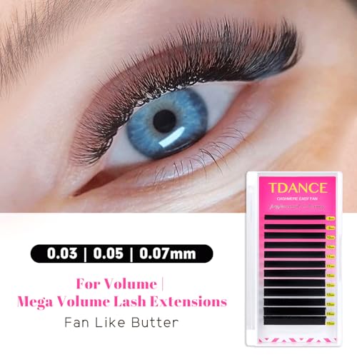 TDANCE Cashmere Easy Fan Lash Extensions D Curl 0.07mm 14-19mm