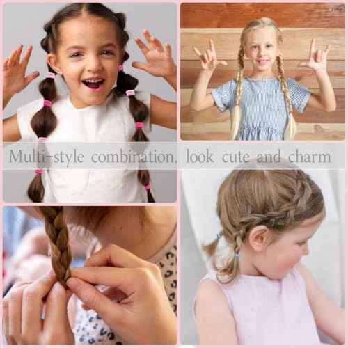 889 pcs Elastic Hair Ties for Girls Hair Accessories Ponytail Holders Colorful Rubber Bands Set with 14 pcs Cute Hair Clip