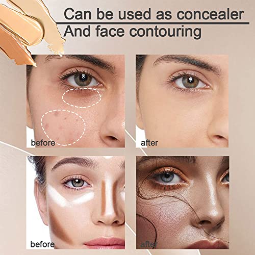 KARNAR 2-Pack Tri-Color Face Concealer Palette with Brush for Under Eye & Face
