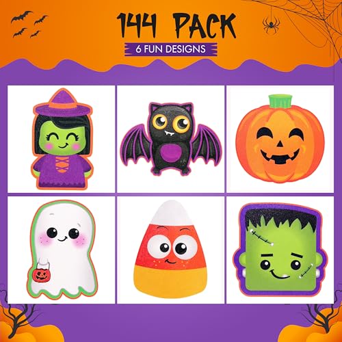 144 Halloween Temporary Tattoos for Kids, 6 Designs