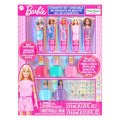 Barbie Cosmetic Makeup Set for Girls with Super Sparkly Lip Gloss Nail Polish and Nail Stickers 11 Pieces, Perfect for Parties Sleepovers Makeovers, Birthday, Ages by Townley Girl