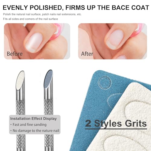 Dual-Ended Stainless Steel Cuticle Pusher with 100/180 Grit Sandpaper