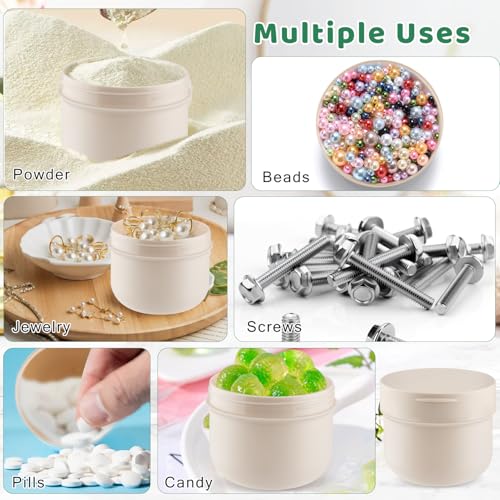 Set of 4 300ml Brown Plastic Cosmetic Jars with Lids & Scoops - Travel & Storage