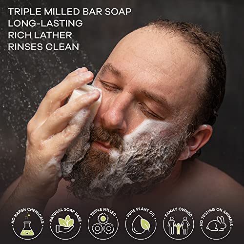 Australian Botanical Men's Soap Bars, Duo Pack Luxury Body and Beard Bars, Eucalyptus and Goats Milk Soap, Gift for Men, 6.6 oz. 4 Bars of Each, 8 Pack