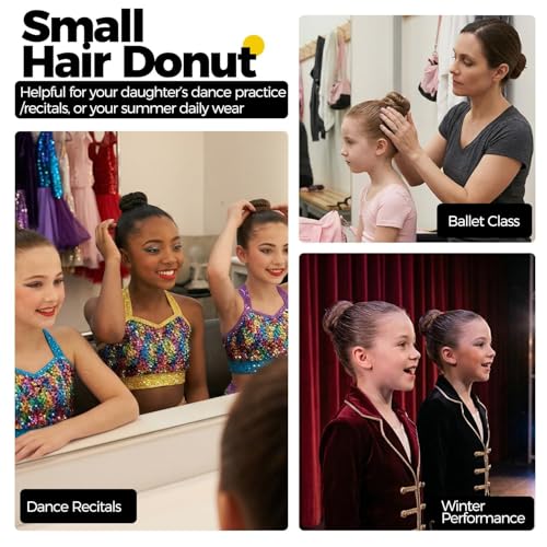 Small Hair Donut Bun Maker for Fine Hair - 6pc Set with Ties & Pins