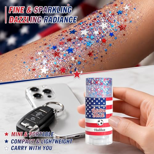 Patriotic Red White Blue Glitter Stick for Face & Body