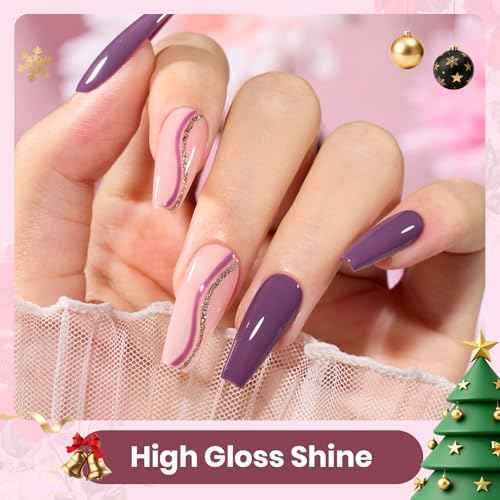 Beetles Burgundy Purple Gel Nail Polish Set - 6 Color Winter Purple Maroon Mauve Plum Gel Polish Kit, Soak Off UV LED Nail Gel for Autumn Manicure Nail Art Gifts for Women