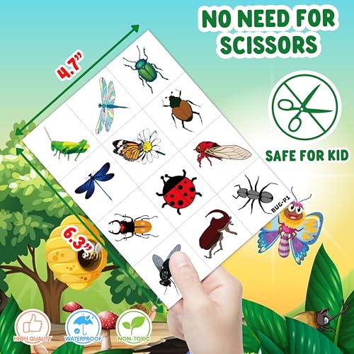 Bug Temporary Tattoos for Kids - 120 Pre-Cut Designs