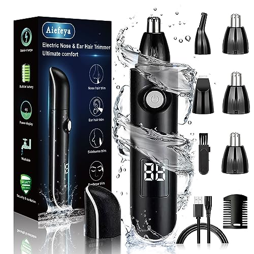 Nose Trimmer for Men & Women, Professional Eyebrow & Facial Hair Remover, IPX7 Waterproof, USB Rechargeable, Easy Cleaning, All-in-ONE