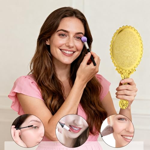 Vintage Handheld Mirror 12 Pack - 9.8" Embossed Floral Makeup