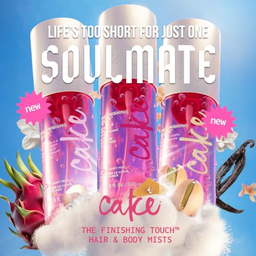 Cake Beauty Hair and Body Mist Bundle, The Finishing Touch- Gourmand Fragrances ? Pistachio, Salted Caramel, Vanilla & Pink Dragon Fruit Scents- Infused with Vitamin E and Argan Oil 3 Pack