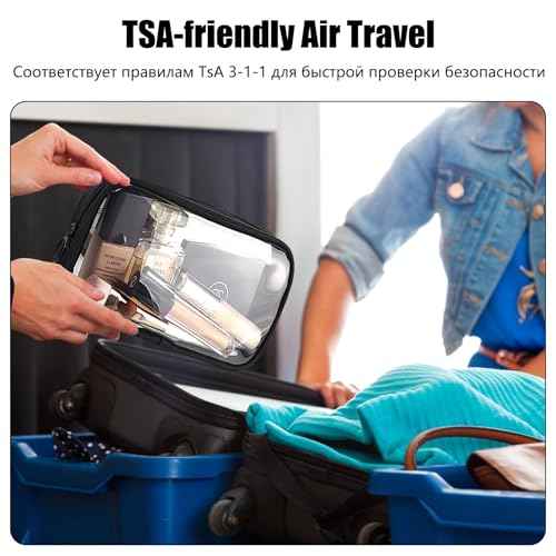 Clear TSA Approved Toiletry Bag Set - 3 Pack (Large, Small and Mini) Clear Cosmetic Bag with Zipper, Quart Size Travel Essentials Organizer Perfect for Carry-On Luggage (TPU-3LSM-Black)