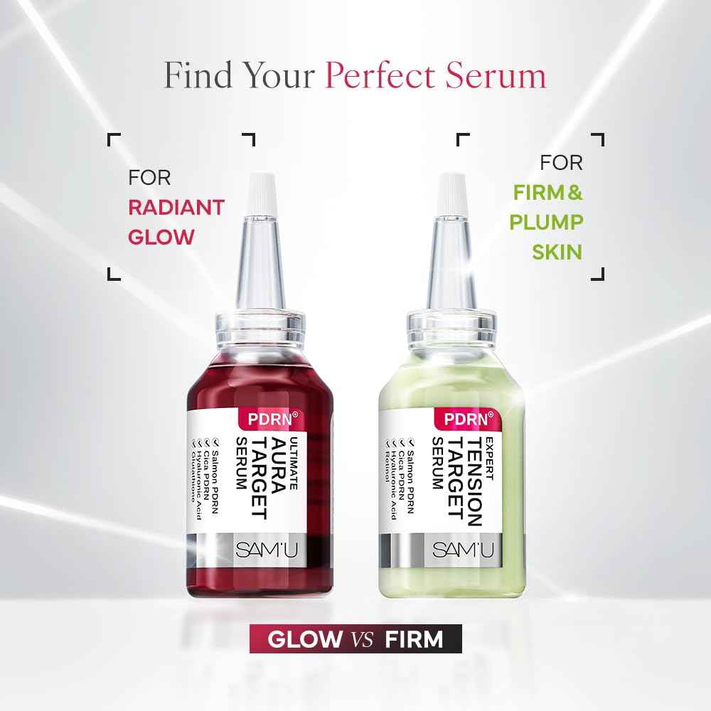 SAM'U PDRN Ultimate Aura Target Serum - PDRN Salmon glow serum with Glutathione, Vitamin C & Salmon PDRN, Korean Skin Care