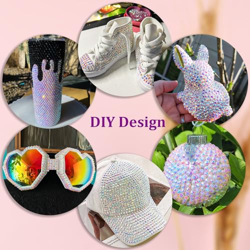 White AB 30000 Pcs Resin Rhinestones with Tweezers & 3x B7000 Glue for DIY Crafts Shoes Nails