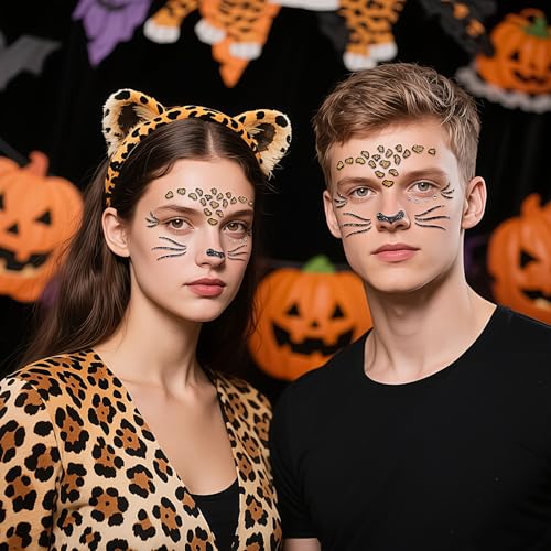 Glitter Animal Face Tattoo Stickers - 2 Sheets Halloween Costume