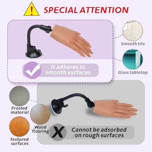 Practice Hand for Acrylic Nails,Realistic Silicone Mannequin Hand with Flexible Fingers for Acrylic Nails, Gel Polish Training, Complete Nail Art Beginner Set with Brush & File