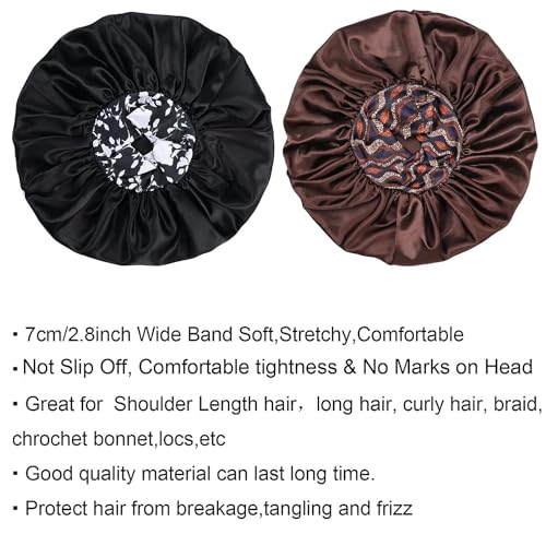 Silk Satin Bonnet for Curly Hair - 2pc Oversized Sleep Cap