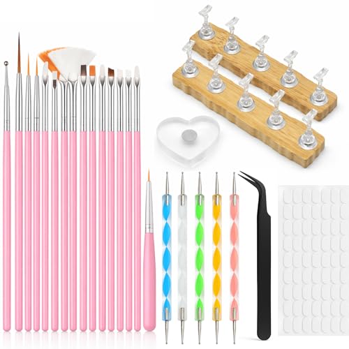 Professional Nail Art Tools Kit – 15 Brushes, 5 Dotting Pens & Holders