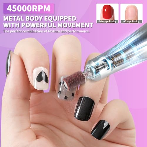 LIMEGIRL Cordless Electric Nail Drill Kit 45,000 RPM with 14 Bits for Acrylic & Gel Nails