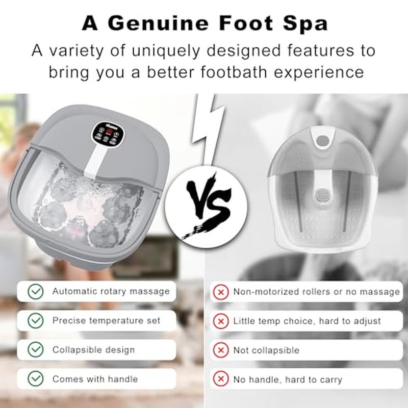 HOSPAN Collapsible Foot Spa with Heat, Bubble & Shiatsu Massage