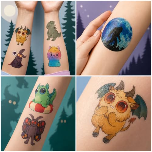 96-Piece Cryptid Temporary Tattoos - Alien, Bigfoot, Mothman