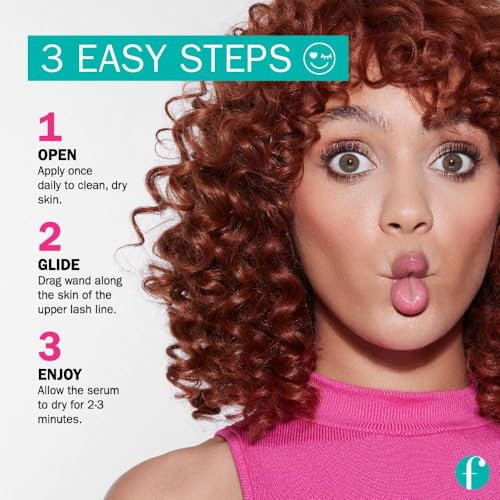 fLASH Eyelash Serum for Long, Curled Natural Lashes - Enhances & Strengthens, Safe & Effective Formula for Contact Wearers & Sensitive Eyes, 3 Month Supply - 2mL (0.07 Fl Oz)
