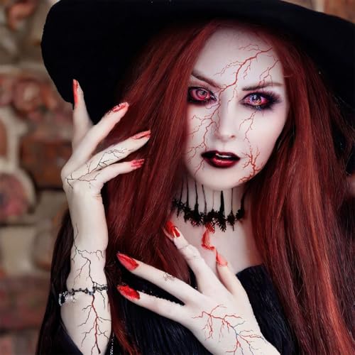 6 Sheets Halloween Temporary Tattoos Blood Vessel Scars