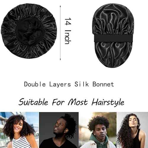 Silk Bonnet for Men Hair Bonnet for Sleeping Double Layer Satin Bonnets for Black Women Curly Hair Braids