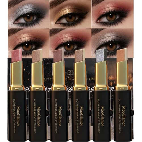 MooGlamor 6-Piece Glitter Eyeshadow Stick Set | Waterproof & Shimmer