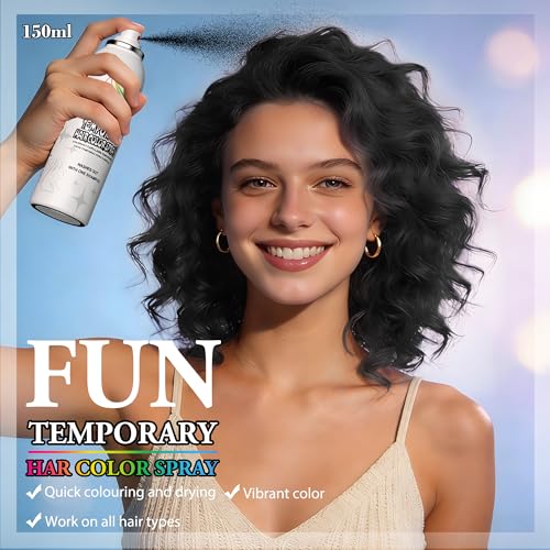 Temporary Black Hair Color Spray - Washable & Non-Sticky