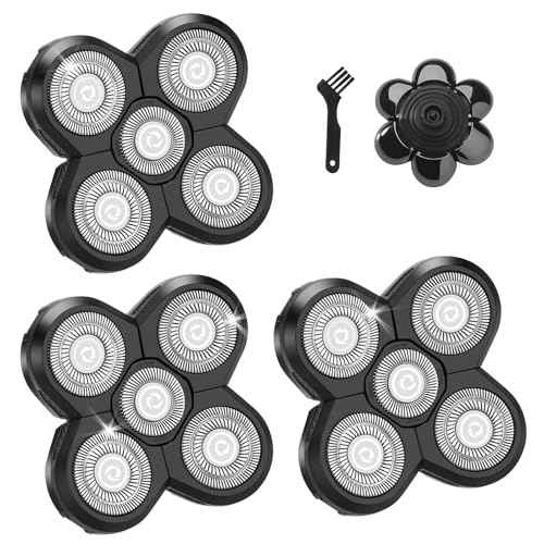 3 PCS Head Shaver Replacement Blades, Gifts for Him Mens Husband Dad - Birthday Gift Ideas for Dad, 5-Blade Shaver Heads for Bald and Face Hair with Cleaning Brush