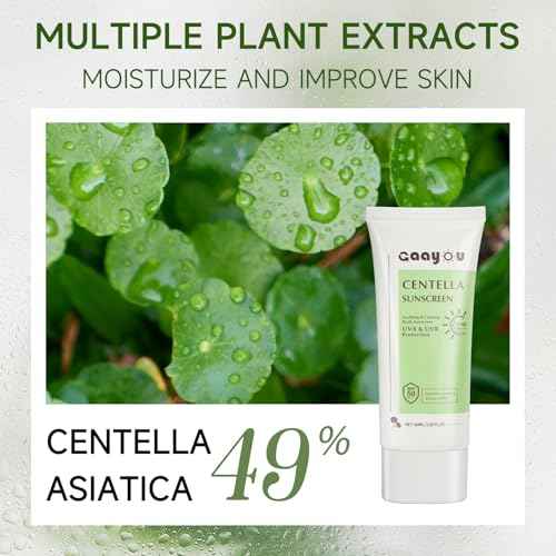 Centella Sunscreen SPF50 PA++++ Calming Moisture Facial Sunscreen Centella Asiatica Korean Sunscreen Matte No White Cast Face Sun Screen for Oily Sensitive Skin