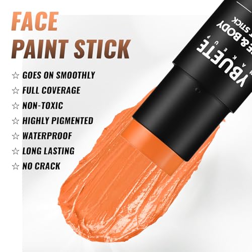 YBUETE Orange Oil-Based Face & Body Paint Stick for Halloween
