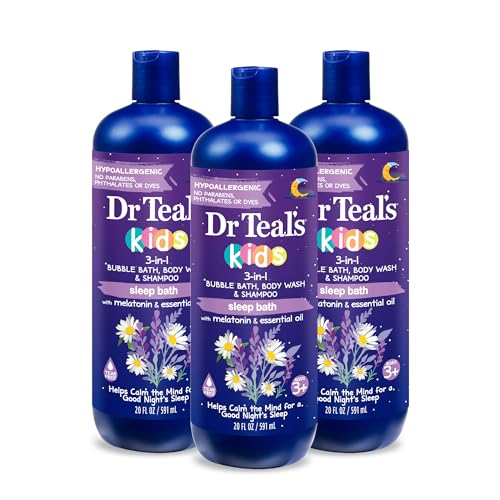 Dr Teal's Kids Sleep Bath & Body Wash Bundle with Melatonin & Essential Oils (3-Pack 20 fl oz & 2-Pack 24 fl oz)