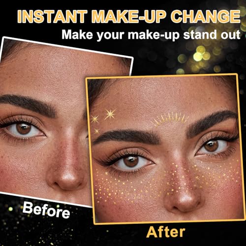 20 Pcs Gold Glitter Freckles Face Tattoo Waterproof Makeup