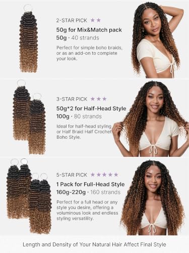 LUVME Deep Wave Miracle Knots Crochet Human Hair 20 Inch 50g #1B/30