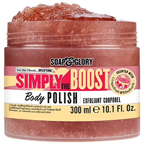 Soap & Glory Simply The Boost Exfoliating Body Scrub - Smoothing & Buffing Body Scrub - Body Polish with Vitamin B5, Vitamin C, & Vitamin E (300ml)