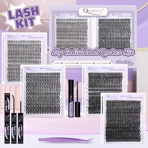 Lash Extension Kit 960Pcs D Curl Individual Lashes Kit Includes 4 styles of Lash Bond and Seal Remover and Tweezers (10-18MM-30+40+60+80D)