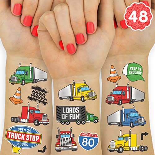 xo, Fetti Truck Party Temporary Tattoos - 48 Silver Foil