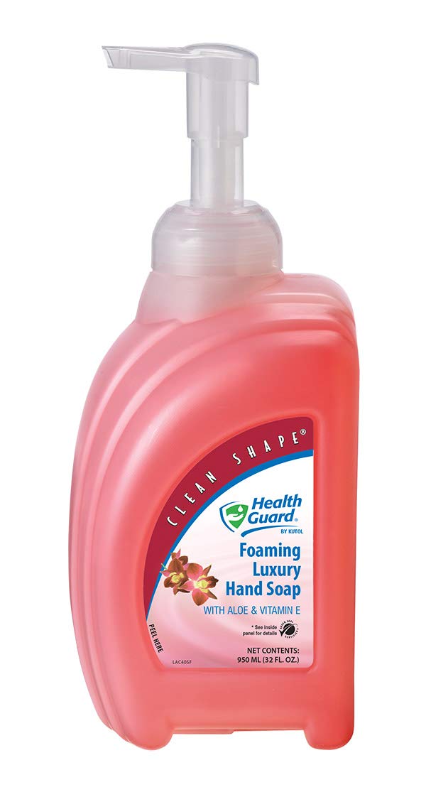 Kutol Health Guard 69014 Foaming Luxury Hand Soap, 950 mL Clean Shape Pump Bottle, Pink with Tropical Fragrance (Pack of 4)