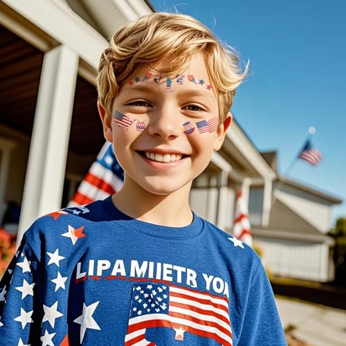 Fourth of July Temporary Tattoos - 10 Sheets Waterproof Face Eye Tattoos