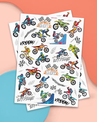 Dirt Bike Temporary Tattoos - 48 Silver Foil Designs