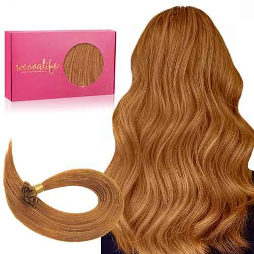 WENNALIFE U Tip Hair Extensions Real Human Hair, 50g 50s 20 Inch Auburn Ginger Remy Hair K Tip Invisible Straight Keratin Bond Hot Fusion Hair