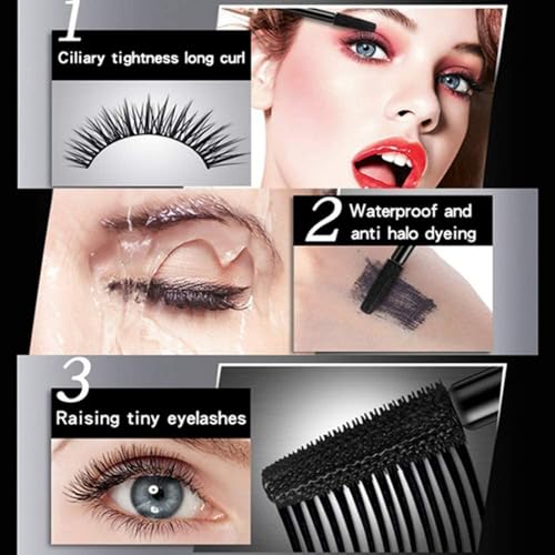 QOHNK 4D Silk Fiber Mascara - Long-lasting Volume & Length, Smudge-proof Black, 3 Pack