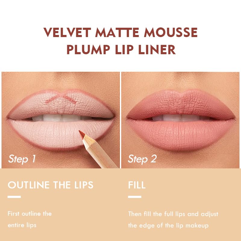 Waterproof Nude Lip Liner Set - 6 Shades Matte Pencil