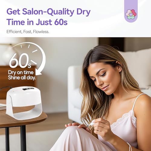 SAVILAND 600W Fast Nail Dryer: 6X Fast Drying Nail Polish Dryer for Regular Polish Nail Fan With Adjustable Angle Fingernail Dual Heating & Cooling Modes Dry Nail Dehydrator for Salon White