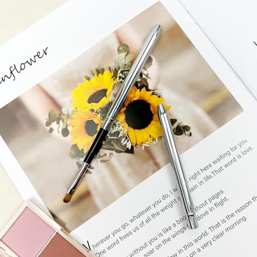 Silver Portable Lip Brush Set - Professional Makeup Tools for Lipstick & Gloss