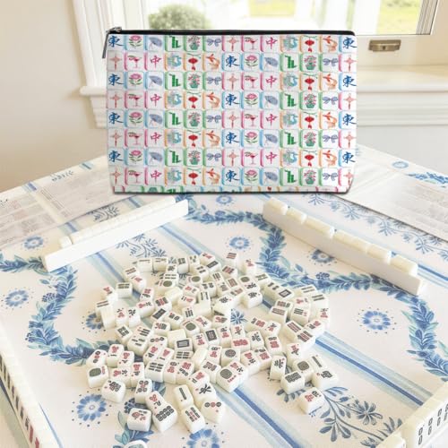 American Mahjong Tile Bag with Zipper - Canvas Storage Case